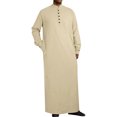 thumbnail image 2 of XDZJLR Men's Shirts Middle Arabic Style Long Button Muslim Robe Long Sleeve Robe Side Slit Robe Button Pocket Robe Tee, 2 of 4