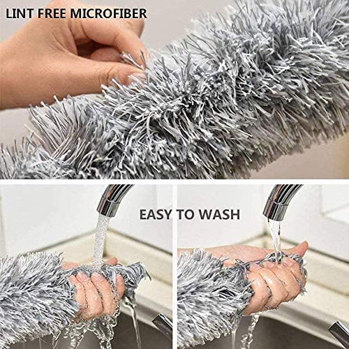 45 MKUN Lambs Wool Feather Duster extendable Stainless Steel Handle for Cleaning Ceiling Fan furnitures Natural 