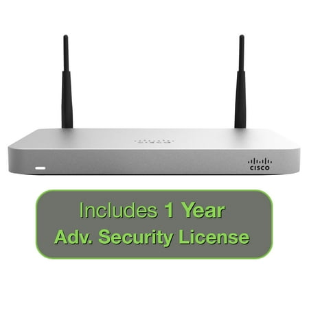 Advanced Firewall - Cisco Meraki MX64W Wireless Firewall Security Bundle, 200Mbps FW, 5xGbE Ports - Includes 1 Year Advanced Security License