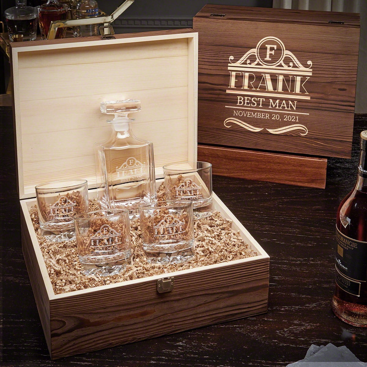 Rockefeller Personalized Whiskey Carson Decanter Set with Fairbanks Glasses