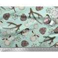 thumbnail image 2 of Soimoi Green Modal Satin Fabric American Robin, & Baubles Christmas Decor Fabric Printed BTY 42 Inch Wide, 2 of 3