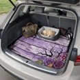 thumbnail image 4 of Universal Car Trunk Mat 37"x54", Halloween Waterproof Cargo Liner, Non-Slip Durability Cargo Mat, Fall Farmhouse Horror Floral Trees Wooden Purple All Weather Rear Trunk Protector for Car SUV, 4 of 9