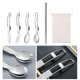 thumbnail image 3 of Juego de 5 unidades de vajilla para exteriores, vajilla con bolsa de almacenamiento, tenedor Spork plegable Saco blanco Cola Vajilla al aire libre, 3 of 8