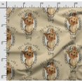 thumbnail image 2 of Soimoi Dog Printed, Cotton Satin Spandex, Sewing Fabric by The Yard 54 Inch Wide, Decorative Fabric for Dresses and Home Accents, Beige, 2 of 5