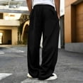 thumbnail image 4 of Uncuffed Sweatpants Men Open Bottom Casual Baggy Wide Leg Sweat Pants Open Bottom Athletic Joggers with Pockets Black S, 4 of 4