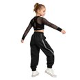 thumbnail image 2 of Aiihoo Kids Girls Sports Gymnastics Workout Hip-hop Jazz Outfits Sleeveless Vest with Cargo Pants and Crop Top for Dance Performance Black 8, 2 of 7