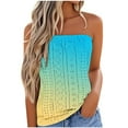 thumbnail image 2 of Dyegold T-Shirts for Women Trendy,Women's Tube Tops Gradient Bandeau Ombre Strapless Shirt Sleeveless Backless Tanks Blouse, 2 of 5
