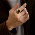 thumbnail image 4 of PAMTIER Men's Stainless Steel Gold Plated Ring with Square Black Gem Stone Size 13, 4 of 5