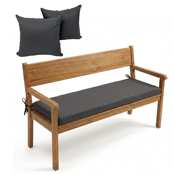 JOVELL Waterproof Outdoor Bench Cushion, 48x18x3.5 Inch Thick Patio Swing Cushion with Ties, High-Density Foam Garden Porch Furniture Cushion, Gray
