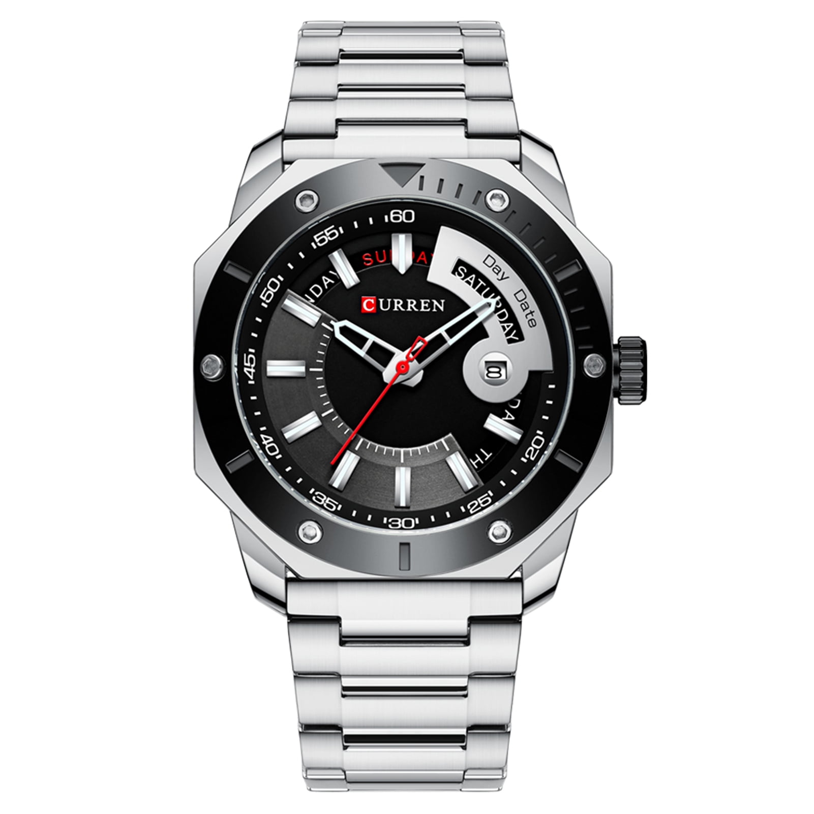 CURREN 8344 Men Quartz Watch Fashion Multifunction Wristwatch Stainless Steel Strap 3ATM Luminous Display Chronograph Calendar Date Watches Walmart