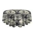 thumbnail image 5 of Gray Highland Cow Layer Pattern Round Tablecloth 60"x60",Wrinkle Wipeable Table Cloth for Kitchen Dining Room Picnic Patio Party, 5 of 6