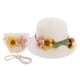 thumbnail image 1 of Sombrero de paja con flores para mujer, conjunto de bolsa de paja, aleros grandes, sombrilla para exteriores, protección solar, circunferencia de 56-58 cm, 1 of 5