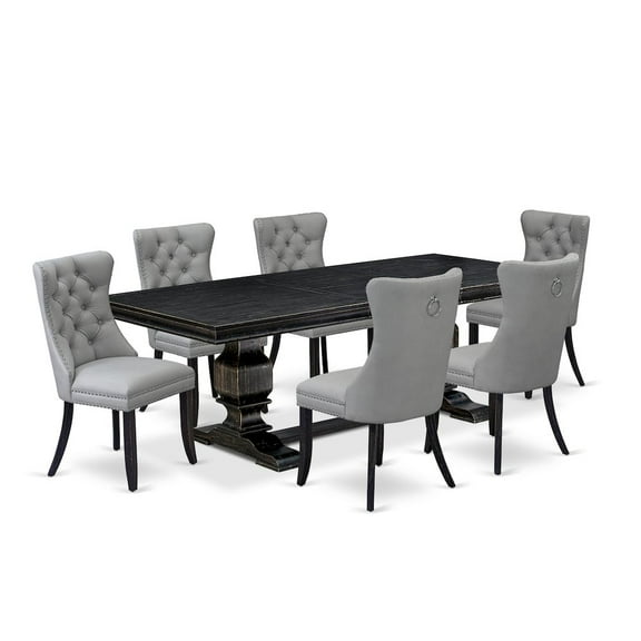 Luxe by East West Furniture 7 piece modern dining set a dinner table and 6 Faux Leather padded Chairs