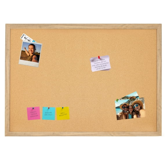 Sunnydaze Wall-Mounted Cork Board, 47.25" x 35.5", with Push Pins