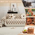 thumbnail image 3 of Geometric sofa cover with tassel chenille, beige/khaki, 3 of 6