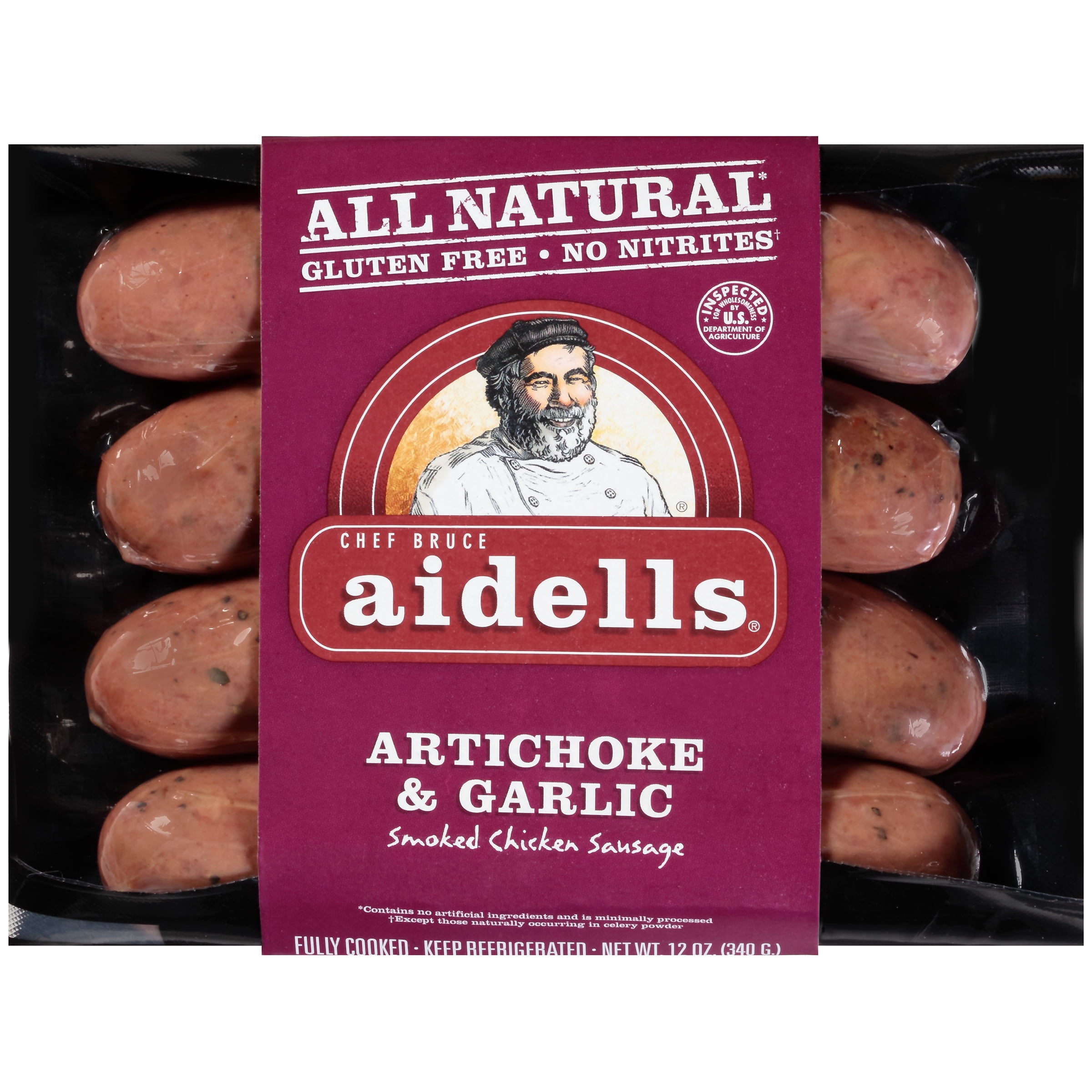 Aidells® Smoked Chicken Sausage, Artichoke & Garlic, 12 oz. (4 Fully