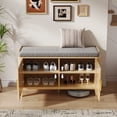 thumbnail image 3 of UGTOO Natural Wood Entryway Bench – Shoe Organizer with Cushioned Seat, 330 lb Load (39.3"L x 13.7"W), 3 of 13