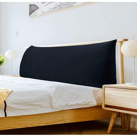Large Pillow Headboard Triangular Headboard Daybed Pillows Large Bolster Triangular Headboard Backrest Suitable for Sofa and BedRemovable for Washing Black King