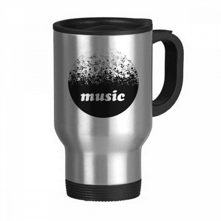 

Flappg White Music Notes Black Travel Mug Flip Lid Stainless Steel Cup Car Tumbler Thermos