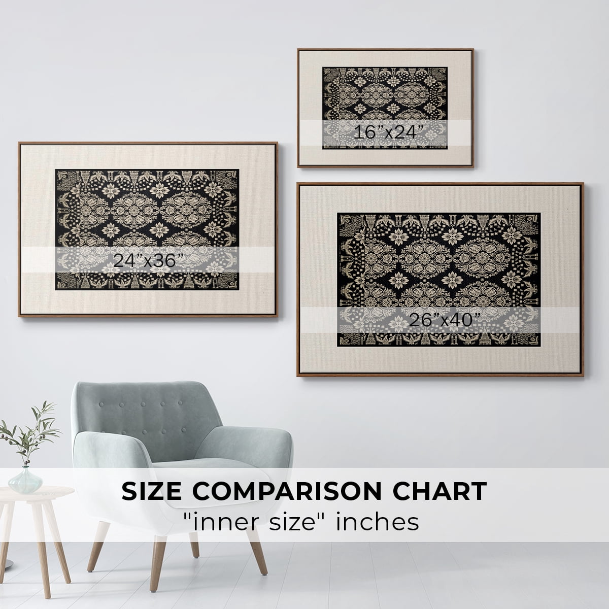 Vintage Abstract Print-XI Framed in Walnut Wood Gallery Wrapped Canvas 27 in. x 41 in.