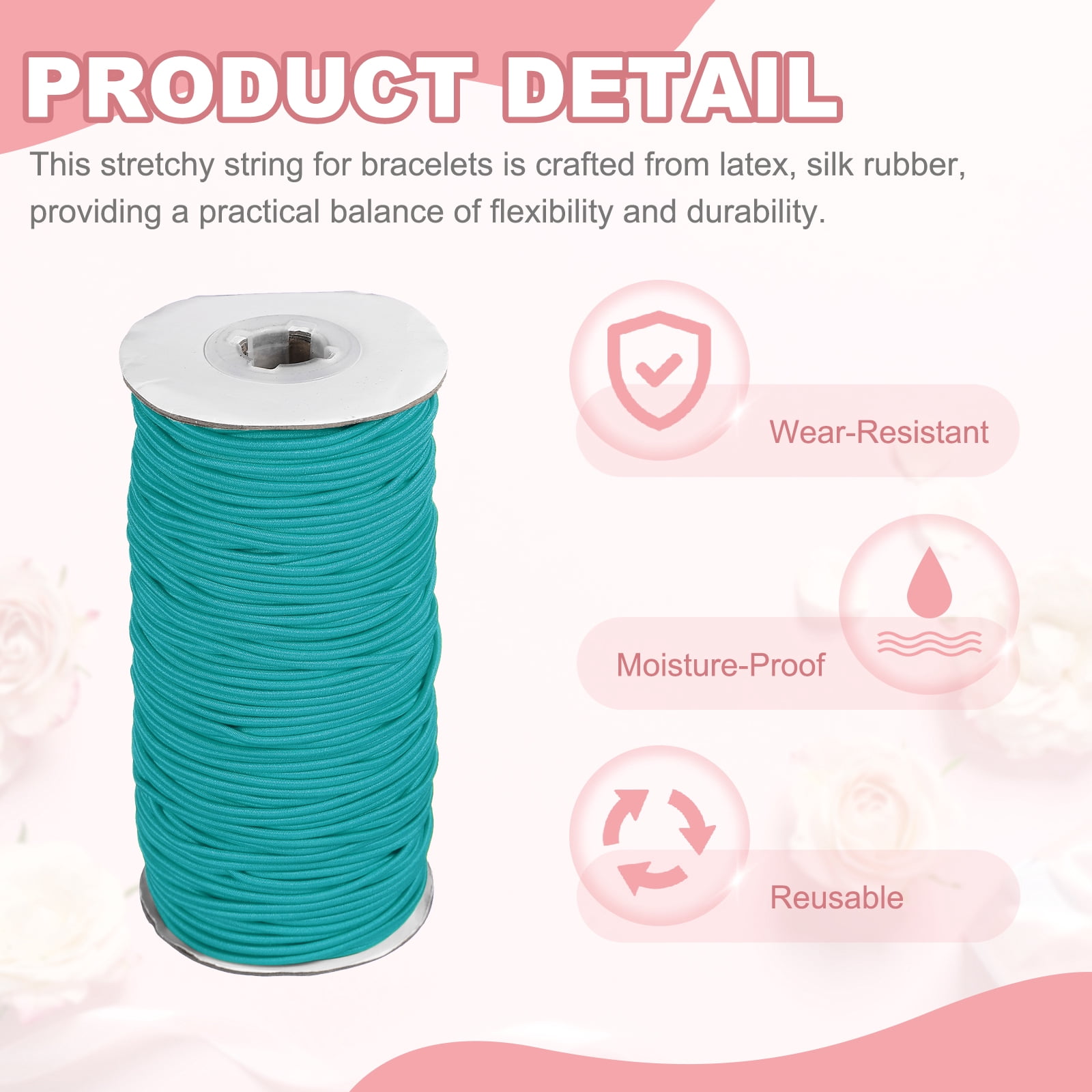Uxcell Stretchy String for Bracelets, Elastic Crystal Thread Stretch Elastic Beading Cord 2mm & Turquoise-Fitting For(Bracelets/Sewing/Beading/Necklace/Jewelry Making/Crafts DIY)