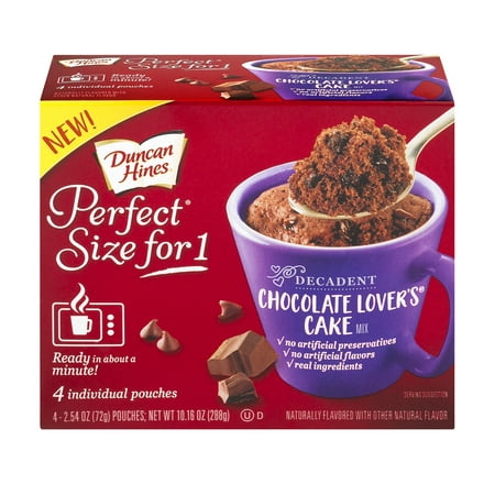 (6 Pack) Duncan Hines Perfect Size for One Decadent Chocolate Lover's Cake Mix 4-2.54 oz (Best Nutella Mug Cake Recipe)