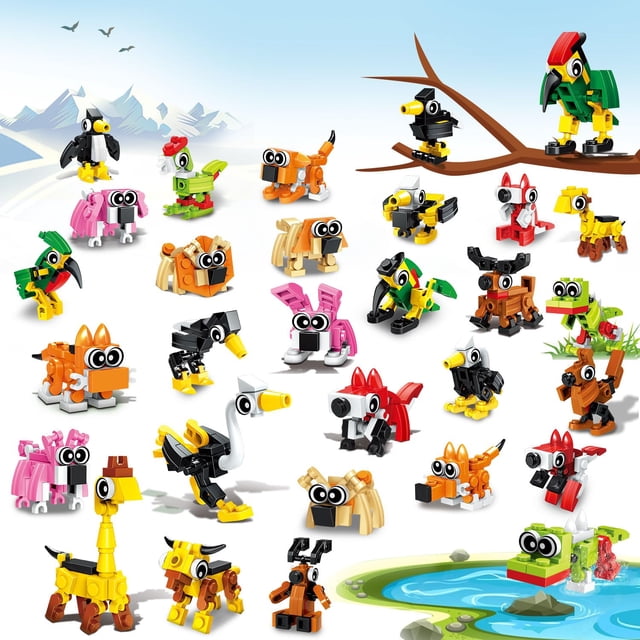 Set de bloques de construcción TWERF Party Favors, minianimales, paquete de 20