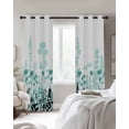 thumbnail image 3 of Aqua Flowers Blackout Curtains, Light Blocking Print Window Curtains, Spring Ombre Botanical Floral Herbs Plants Thermal Insulated Window Drapes for Living Room Kitchen Cafe 2 Panels, 84"W x 63"L, 3 of 9