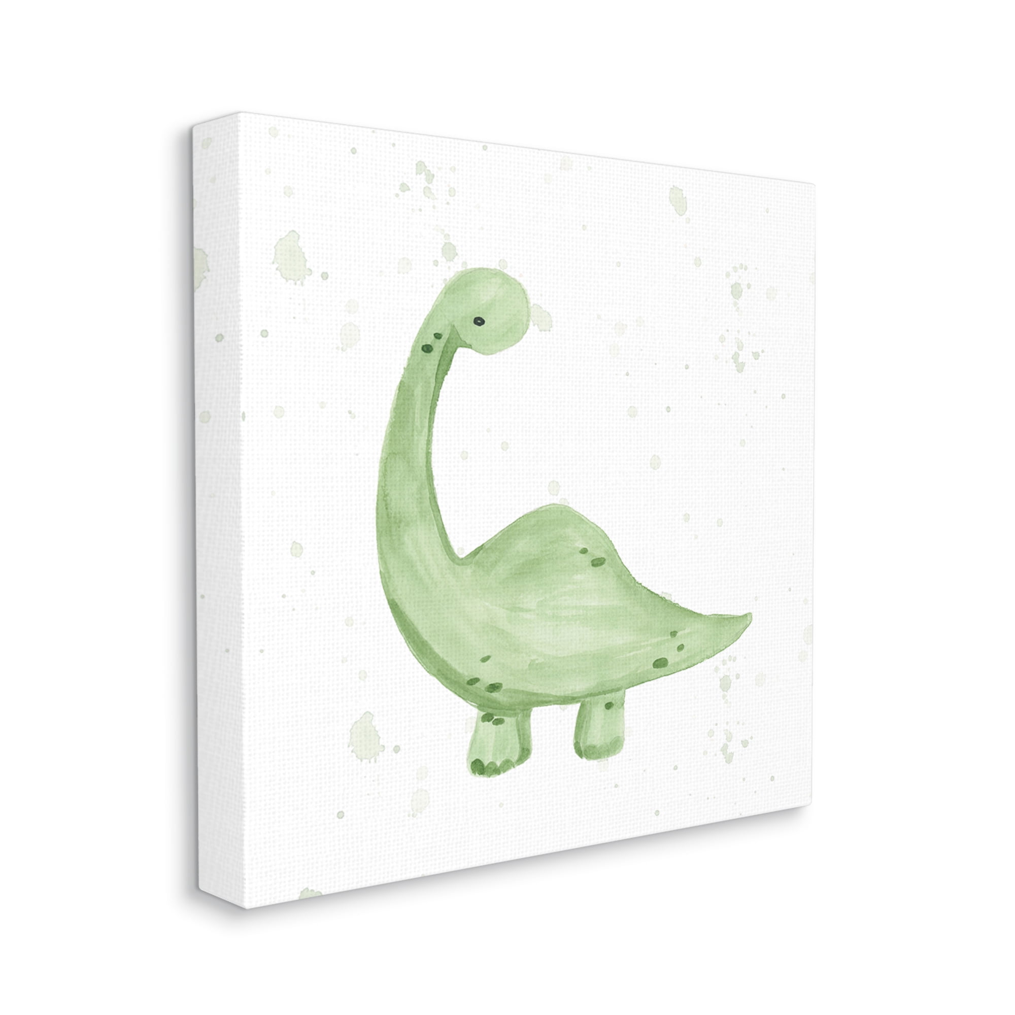 Stupell Soft Green Pastel Dinosaur Animals & Insects Painting Gallery Wrapped Canvas Print Wall Art