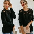 thumbnail image 2 of Pull-over Tricoté pour Femmes en Maille Décontractée Creux Haut Chemisier à Manches Longues, 2 of 5