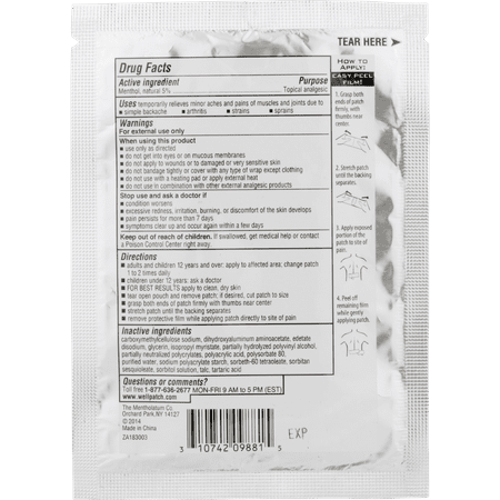 Mentholatum WellPatch Backache Extra Large Ultra Strength Pain Relief Patch