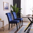thumbnail image 2 of Set of 2 Modern Upholstered Dining Chair, Velvet Fabric Tufted Chairs with Rubber Wood Legs and Stainless Steel Pull Ring, Accent Parsons Chair for Living Room, Bedroom, Home Kitchen, 2 of 11