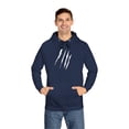 thumbnail image 3 of Effete Feline Claw Marks Scratch Unisex Fleece Hoodie, 3 of 4