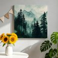 thumbnail image 2 of Canvas Wall Art, Dark Green Forest Framed Canvas Prints for Bathroom Kitchen, Nature Mountain Pine Tree Vintage Gallery Wrapped Wall Decor for Home Office, Gifts, 10"x10" Ship Next Day, 2 of 9