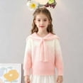 thumbnail image 2 of IVEYRTF Girls Sweaters Gradient Color Knit Top with Cape Long Sleeve Fall Winter Casual French Warm Sweater for Kids 2-13 Years(Beige,3 -4 Years), 2 of 9