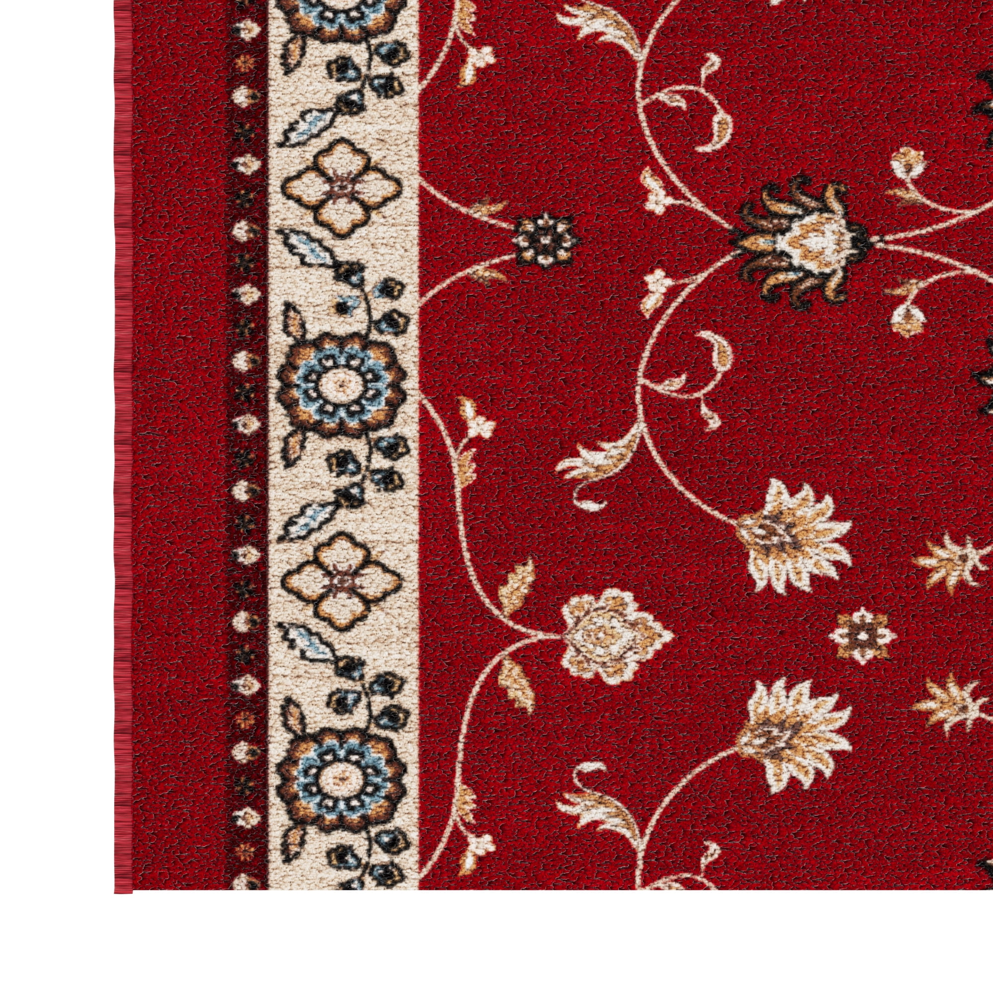 Ottomanson Aisle Runner Rug 1'10.5" x 25' Soft Non-Slip Indoor Rug, Mahal Red