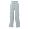 thumbnail image 4 of BRDFRL Women Cargo Pants High Waisted Casual Pants Baggy Stretchy Y2K Teen Girls Light Gray XL, 4 of 7