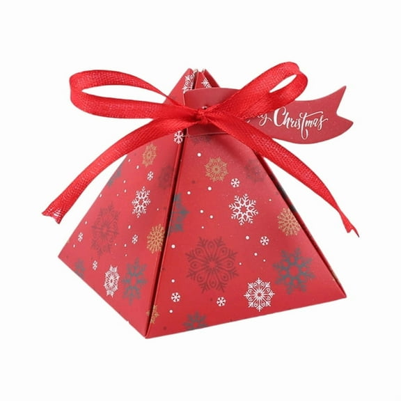 Set of 50 Christmas Themed Triangles Treat Boxes Sophisticated Triangles Christmas Candy Paper Boxes with Festival Charm