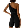 thumbnail image 6 of Hurxie Womens Sleeveless Romper Eyelet Elastic Waist with Pockets Casual Short Pants Jumpsuit Summer Beach Vacation Outfit Black,S, 6 of 7