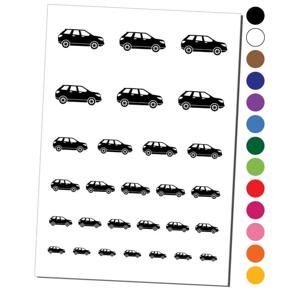 Automobile Car SUV Vehicle Water Resistant Temporary Tattoo Set Fake Body Art Collection - Black