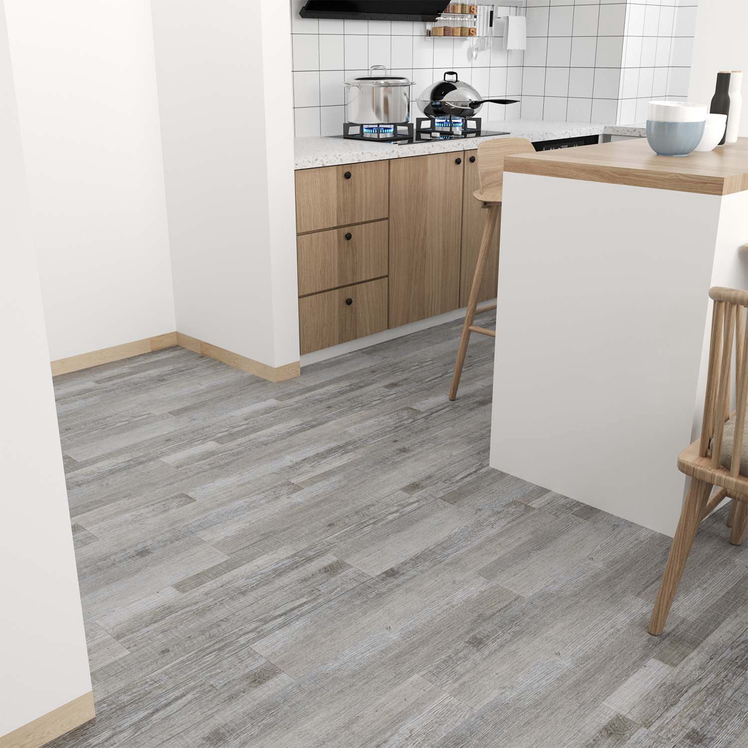 36-Pieces 12 MIL x 6 in. W x 36 in. Peel and Stick Vinyl Plank Flooring, Water Resistant, Grey Oak (54 sq.ft./Box)