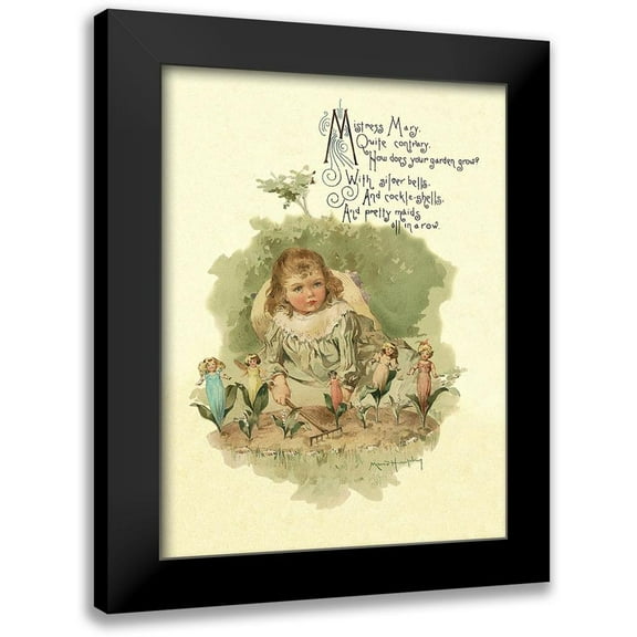 Humphrey, Maud 12x14 Black Modern Framed Museum Art Print Titled - Nursery Rhymes: Mistress Mary Quite Contrary