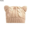 thumbnail image 4 of Gorros de punto holgados con orejas de gato para mujer, gorros de ganchillo para mantener el calor, gorros de ganchillo a la moda, gorro de Navidad, 4 of 4