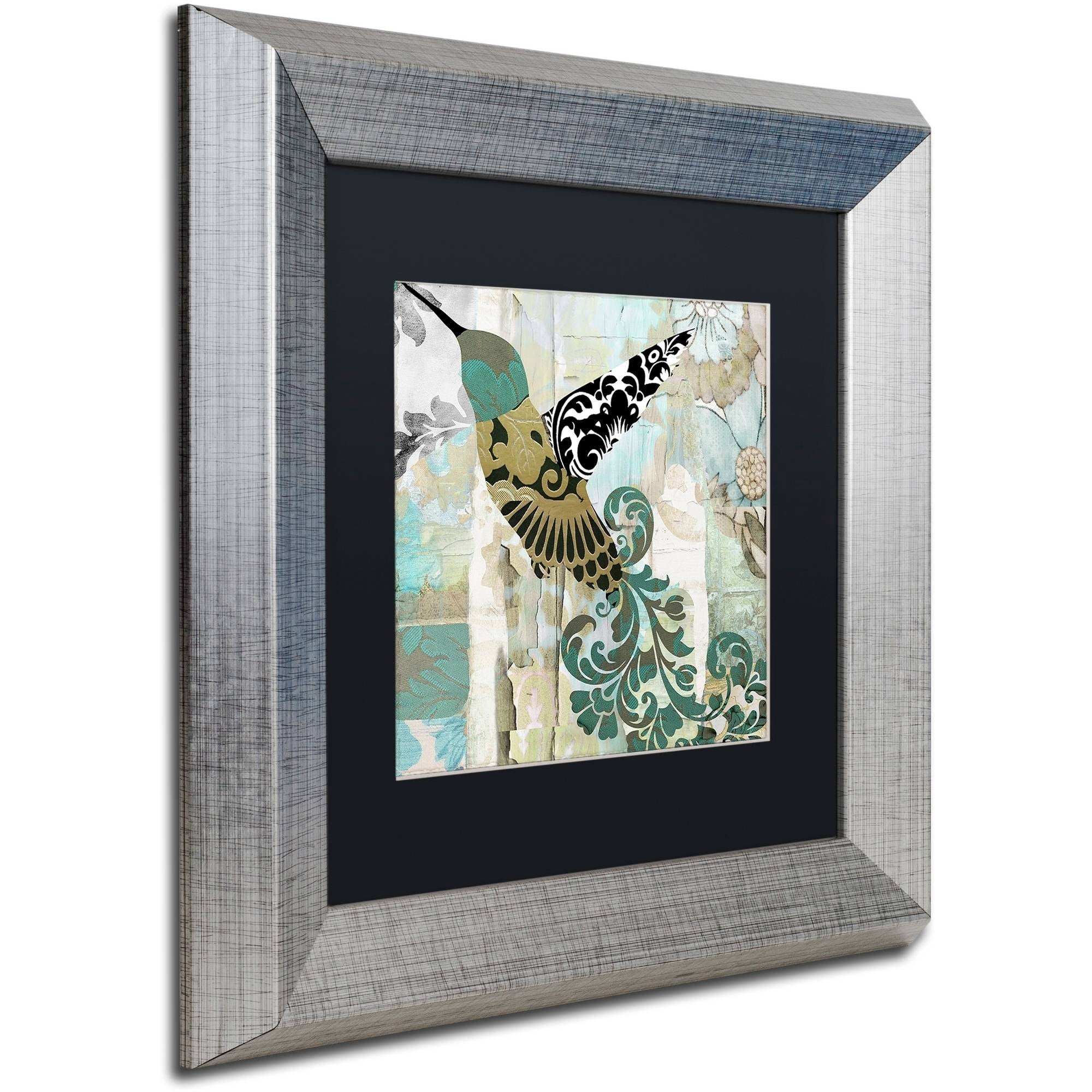 Trademark Fine Art "Hummingbird Batik II" Canvas Art by Color Bakery Black Matte, Silver Frame