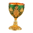 thumbnail image 2 of Copa de licor o vino con forma de cáliz vintage repujado para bar, fiestas y hogar. Verde, 2 of 9