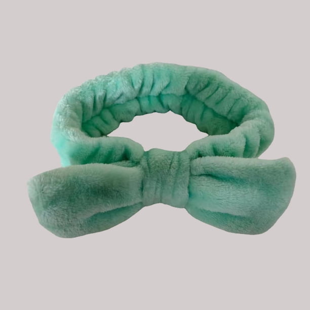 Diadema de felpa con lazo de vellón coral de color liso y simple para mujer, banda elástica para el pelo con desmaquillaje facial, accesorios para el cabello de belleza