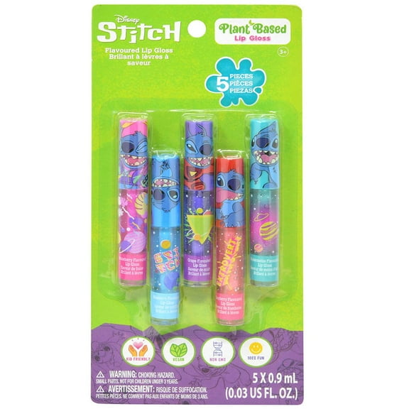 Stitch 5pk Lip Gloss on Card Non Toxic, Plant Based, Paraben Free
