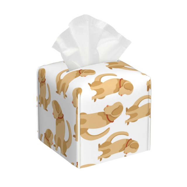 Balery Labrador Retriever Dog Porta Pañuelos de Cuero con Estampado – Funda Moderna Cuadrada para Caja de Pañuelos, Dispensador 5x5x5''