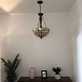 thumbnail image 5 of Tiffany Pendant Lights Ceiling Light Glod Stained Glass Crystal Beans LED Bulbs Included for Dining Room Living Room 16"W*16"D*60"H, 5 of 7