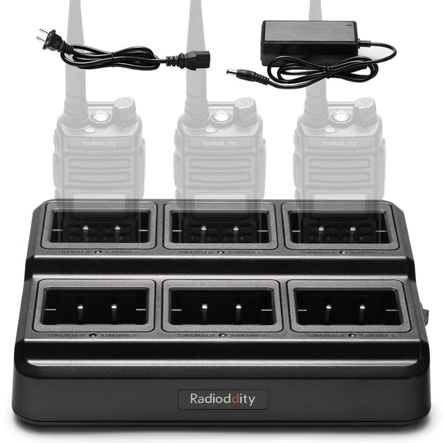 Cargador de Seis Vías Radioddity Compatible con Batería BL-13UV para Radios Portátiles
